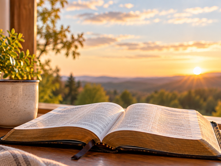 Open Bible at sunrise illustrating a thankfulness Bible study for adults