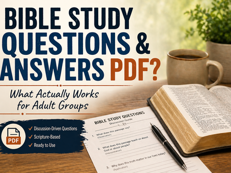 Bible study questions and answers pdf concept with open Bible and notebook
