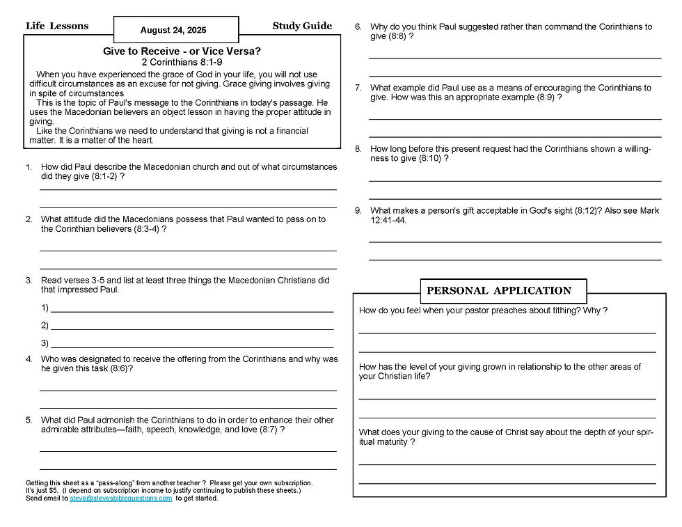Use this Worksheet in Your Bible Studies for Life Class this week.