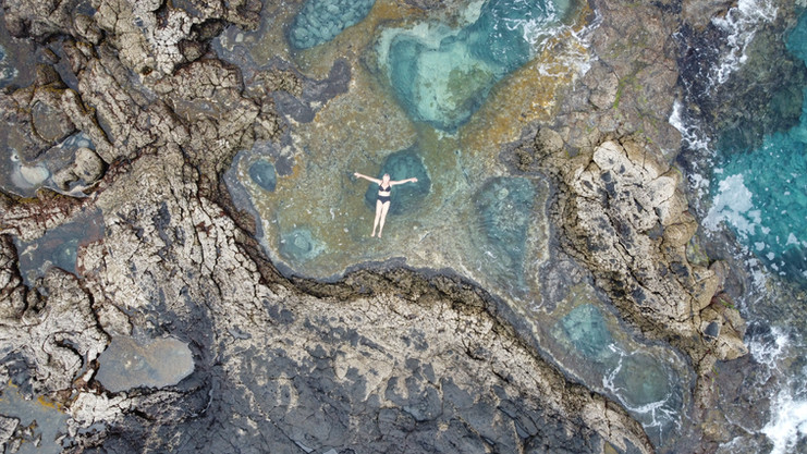 Piscine Naturelle :  Los Charcones vue du ciel avec maman