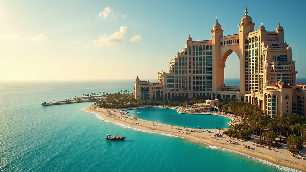 High angle view of the Atlantis, The Palm Resort with its grand architecture