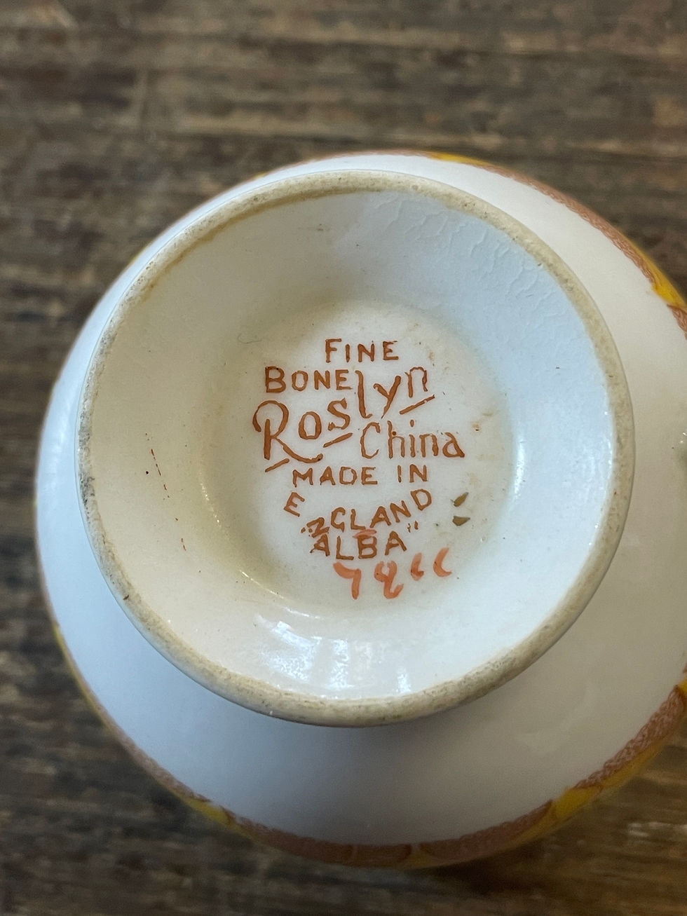 Thumbnail: Roslyn, 'Alba', rectangle vintage fine bone china ring