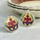 Thumbnail: Talavera Mexican tile, 'Crimson', small round ring