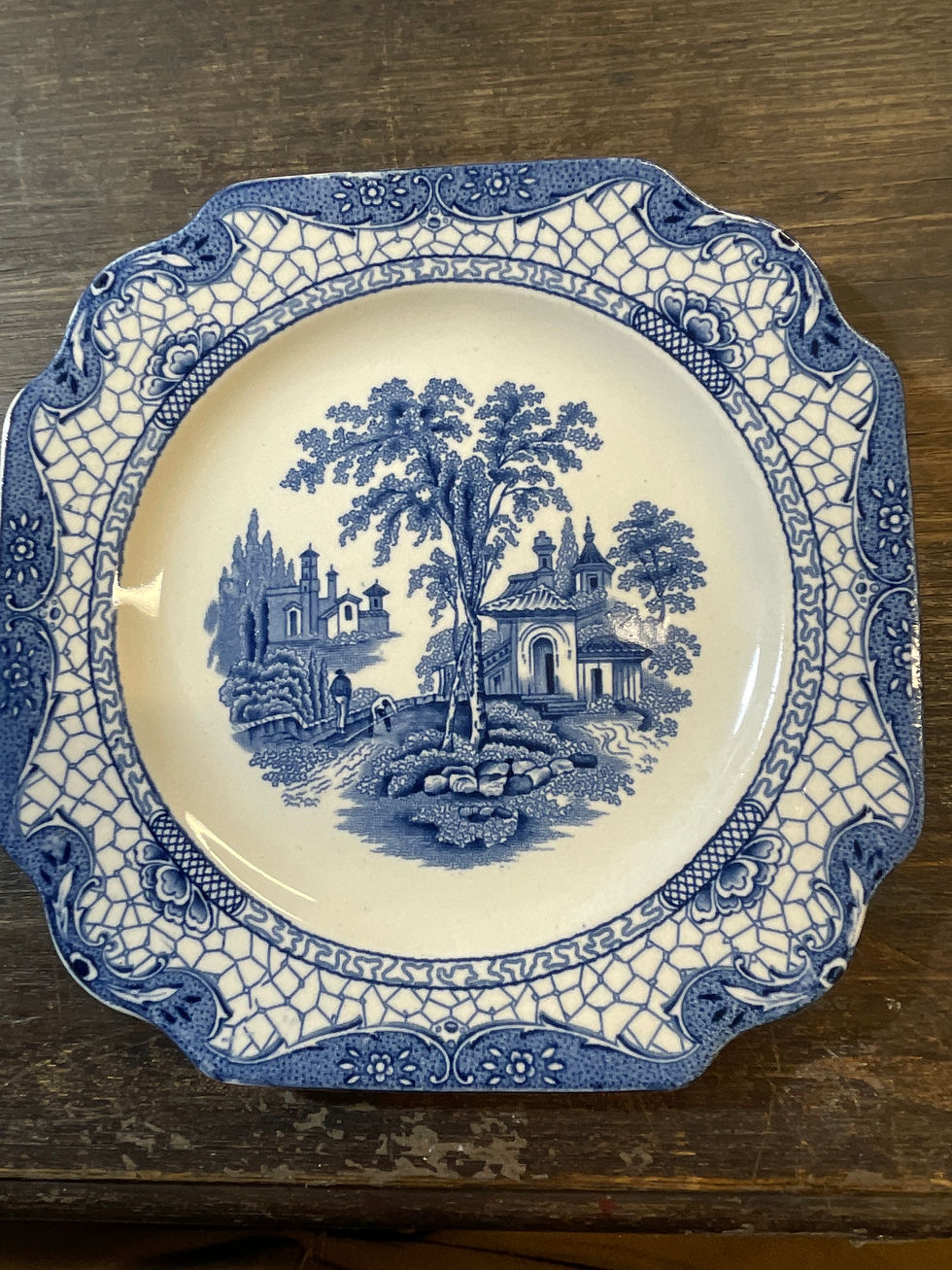 Thumbnail: Blue and white vintage china plate