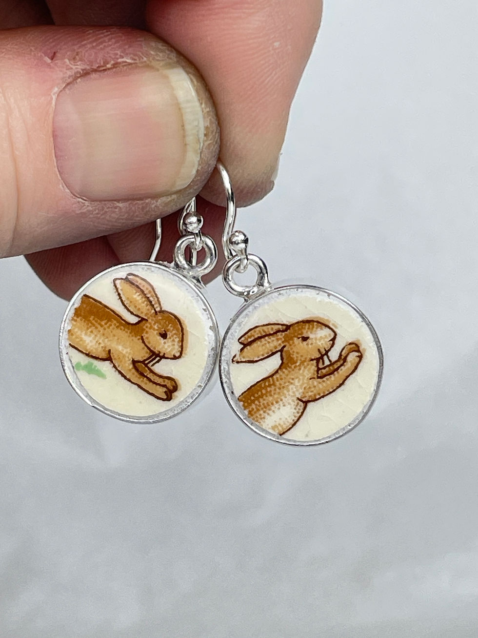Thumbnail: Royal Doulton Bunnykins, Border Bunnies, small round earrings