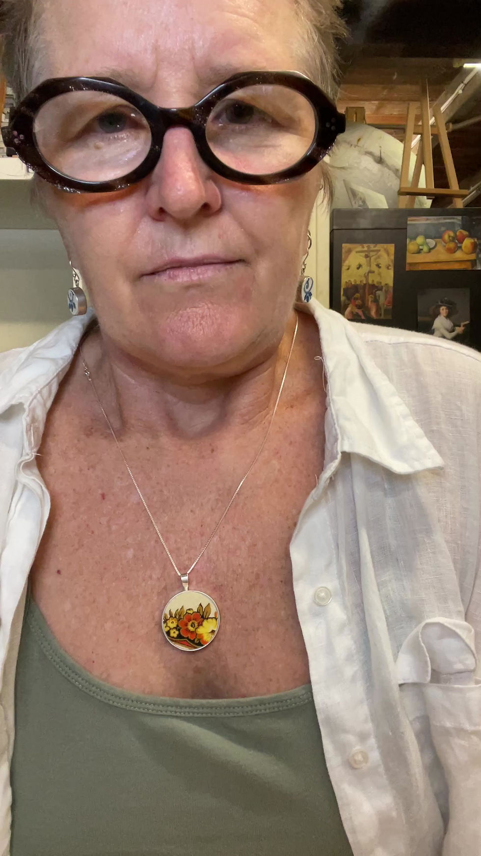 Thumbnail: Video of a woman showing necklace lengths and style options vintage china pendants