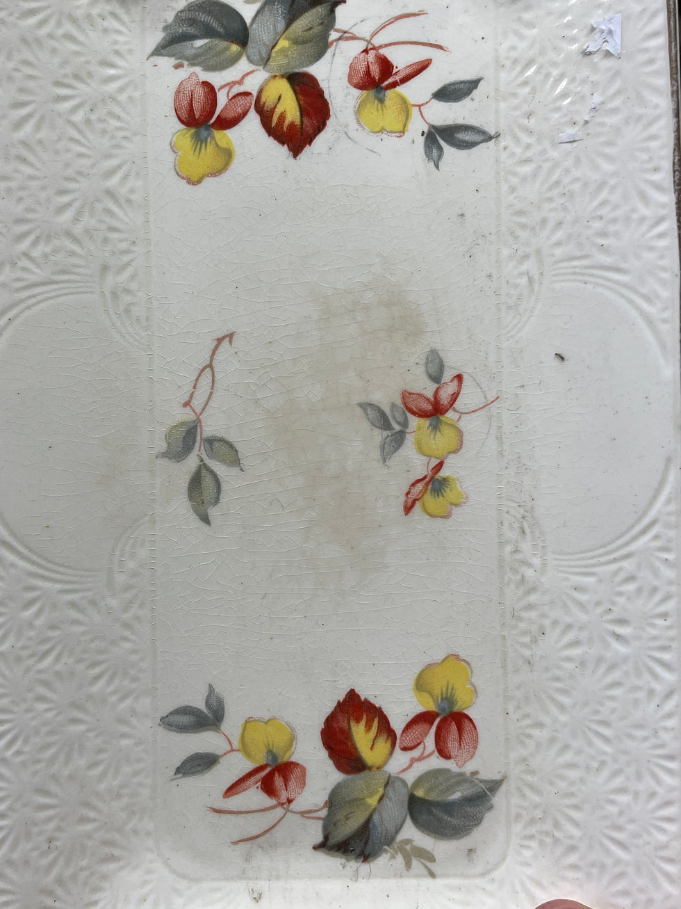 Thumbnail: square platter with yellow and brown flower