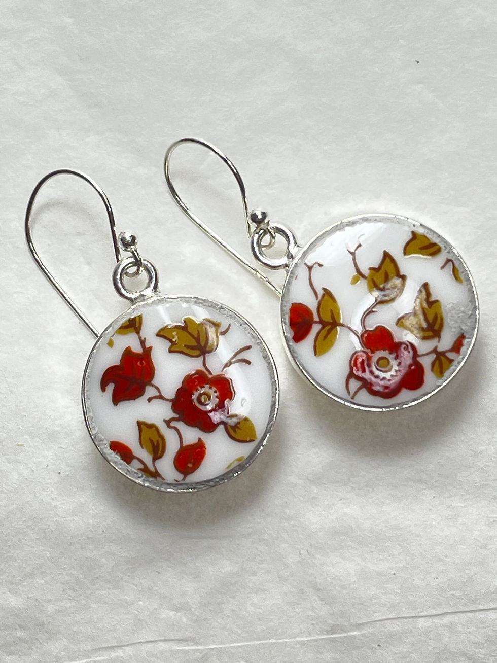 Thumbnail: Colclough 'Royale' pattern, vintage china small round earrings