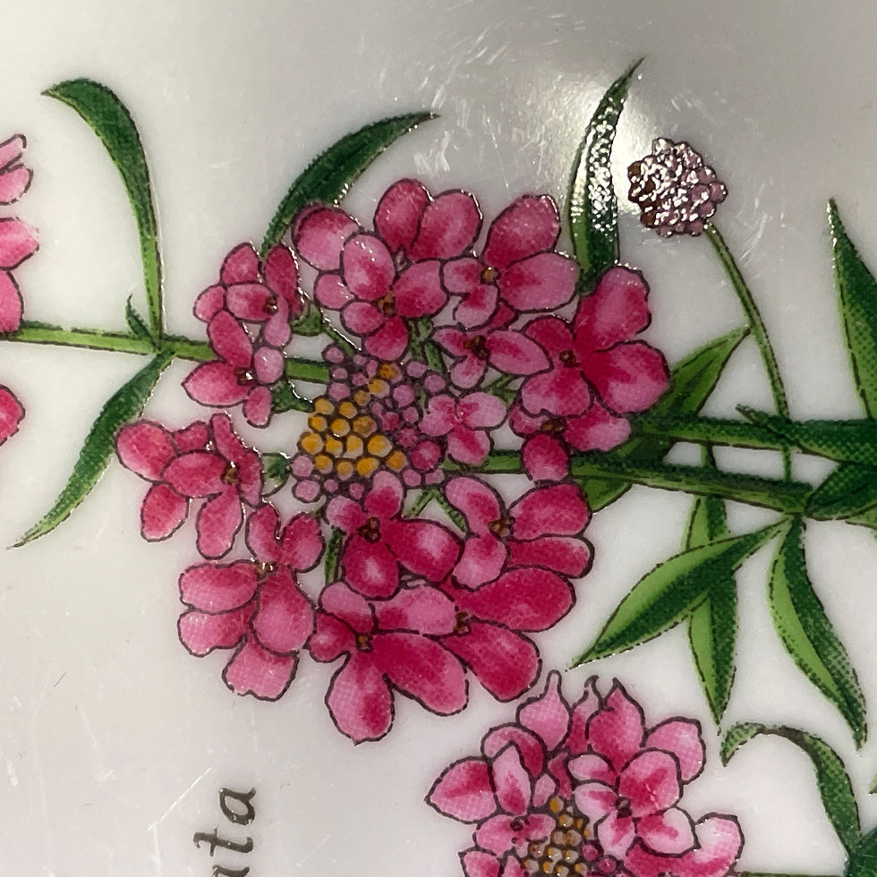 Thumbnail: small round plate with hot pink flowers
