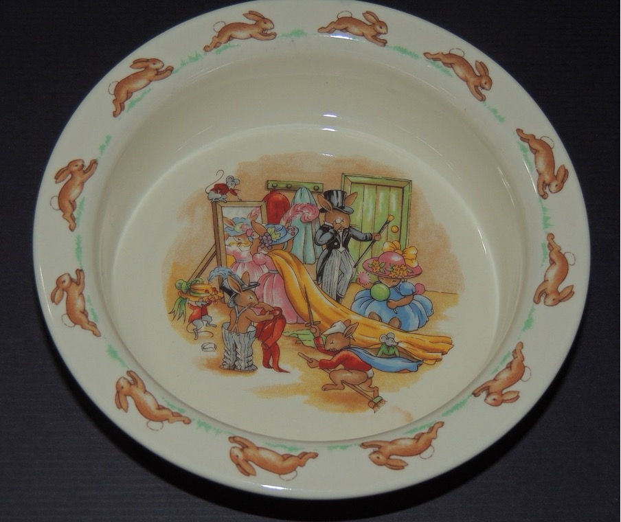 Thumbnail: Royal Doulton Bunnykins vintage china, Dress Ups red mouse, small round ring
