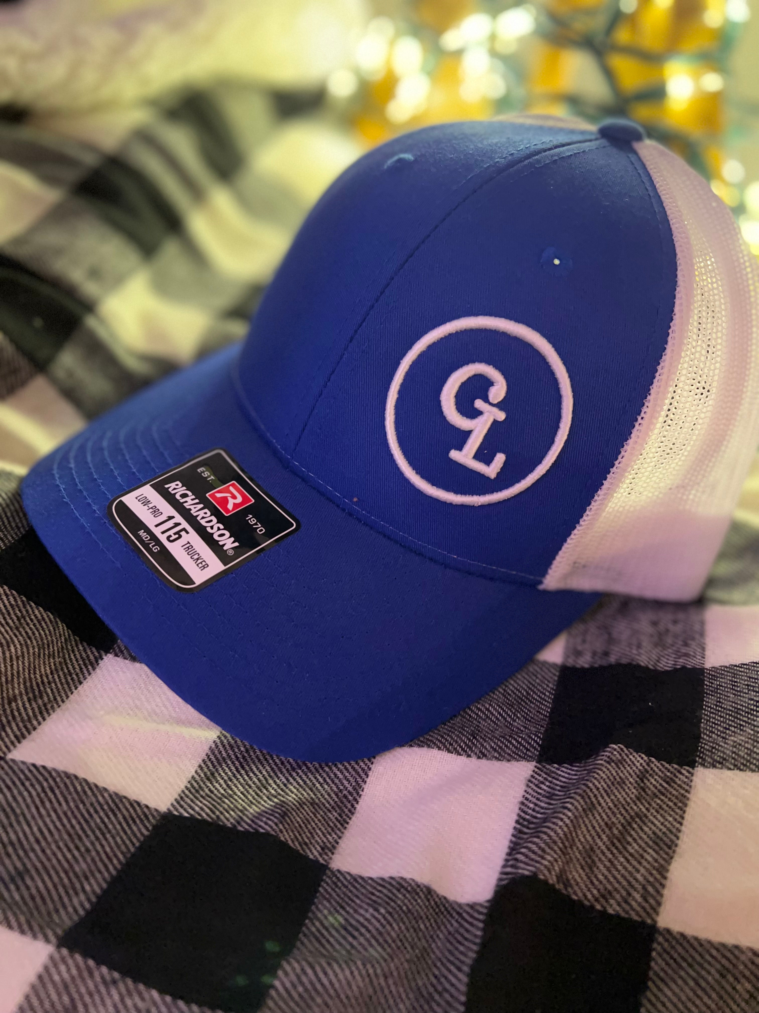 Royal Blue and White GL Logo Trucker Hat
