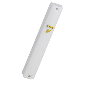 Waterproof Mezuzah Case White with Shin