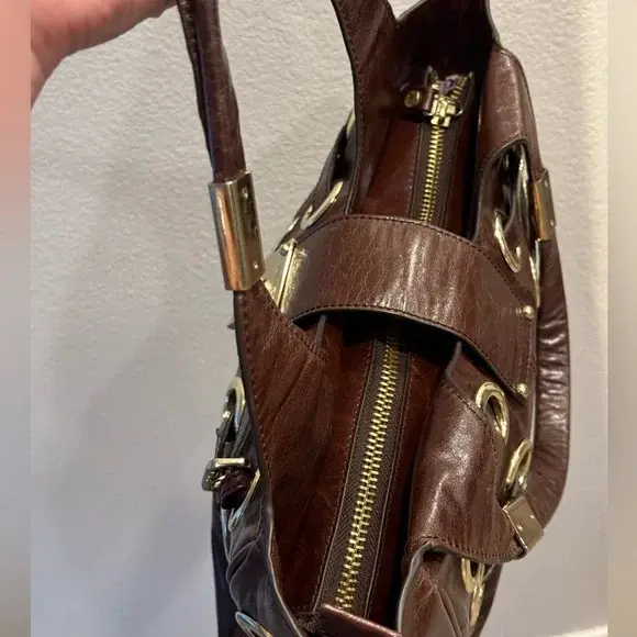 Thumbnail: EUC- vintage Jimmy Choo leather/ Gold hardware bag