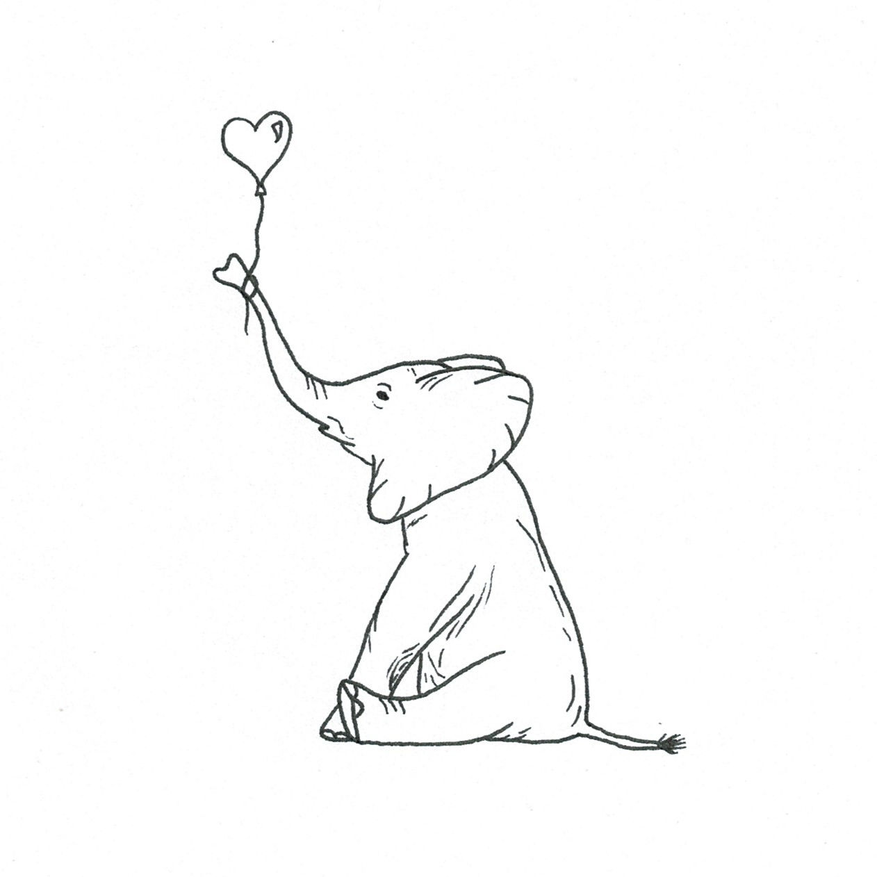 Zittende baby olifant met of zonder ballon