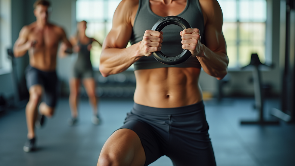 Close-up view of an athlete performing rehabilitation exercises with resistance bands