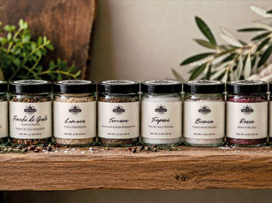 Rustic gourmet seasoning display