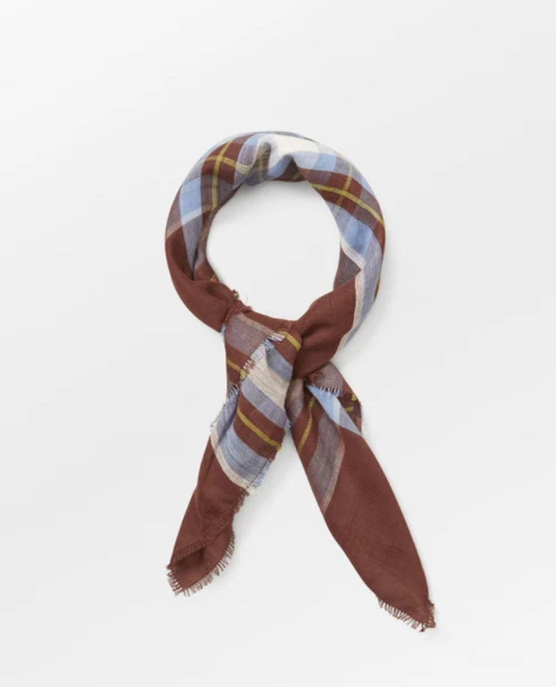 Beck Sondergaard Plaidia Cowea Cappuccino Brown Cotton Scarf