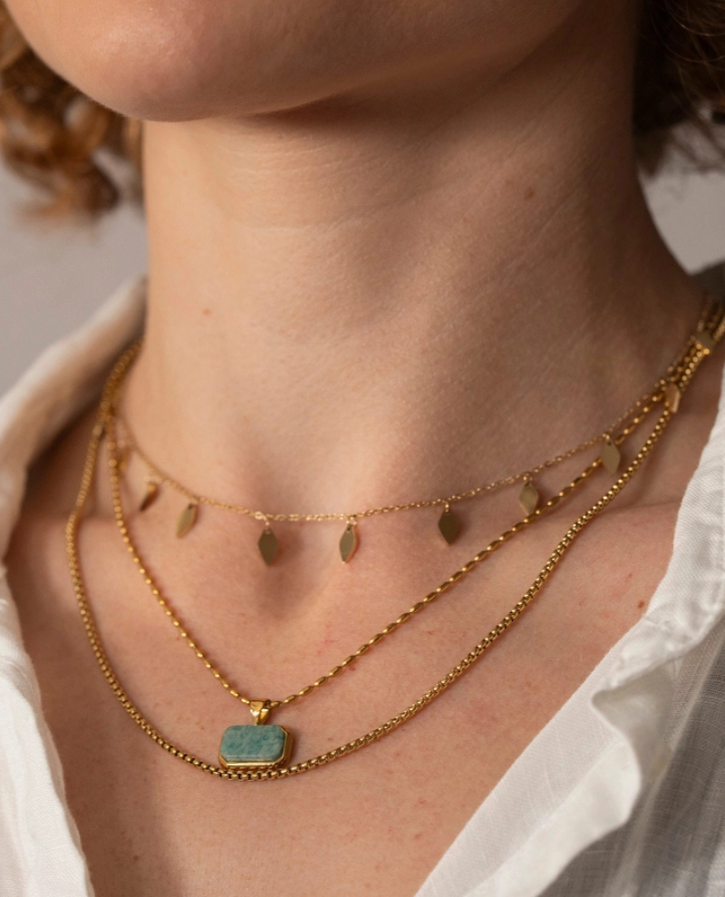 Thumbnail: Little Nell Marble Tablet Gold Necklace