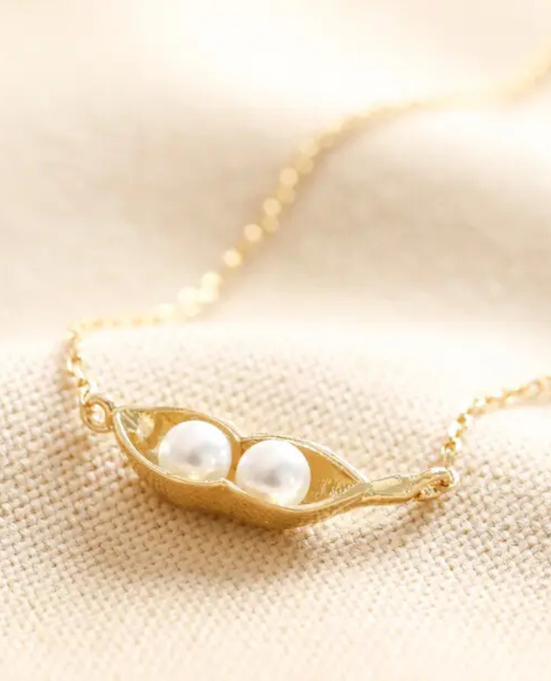 Lisa Angel Pearl Two Peas in A Pod Pendant Necklace in Gold