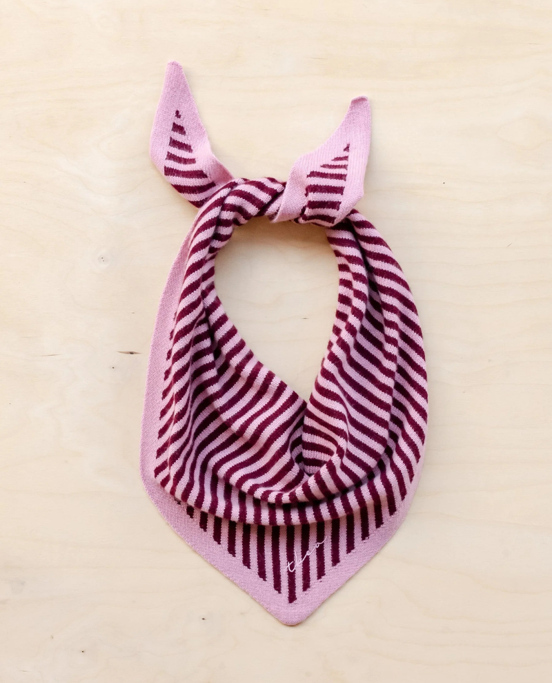 TBCo Pink Stripe Merino Triangle Scarf
