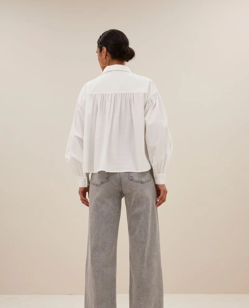 Thumbnail: By-Bar Sarah Short White Cotton Blouse