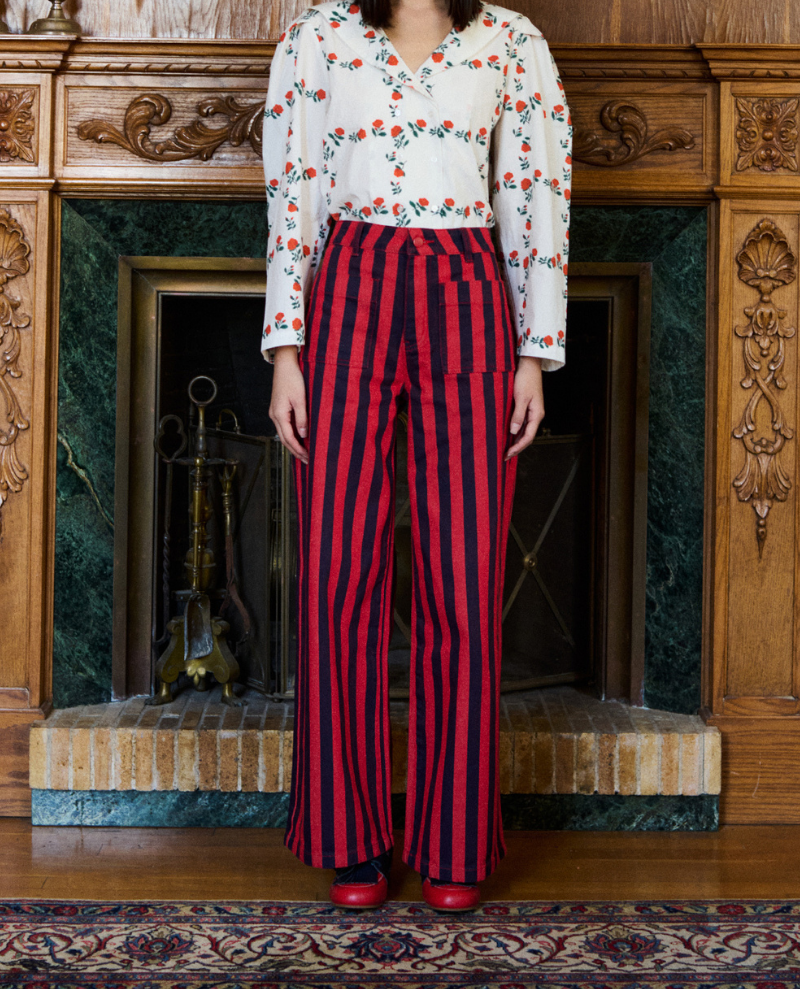 Tiny Big Sister Red/Navy Stripe Jeans