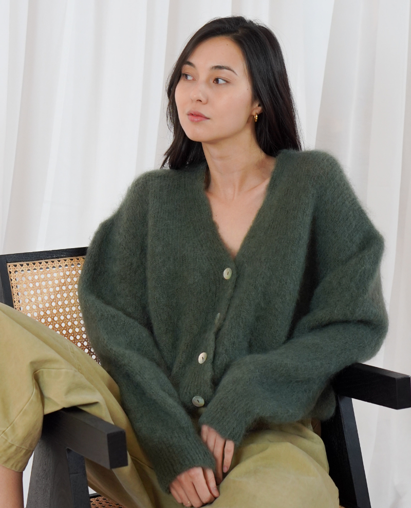 TWNS Malia Military Green Cardigan