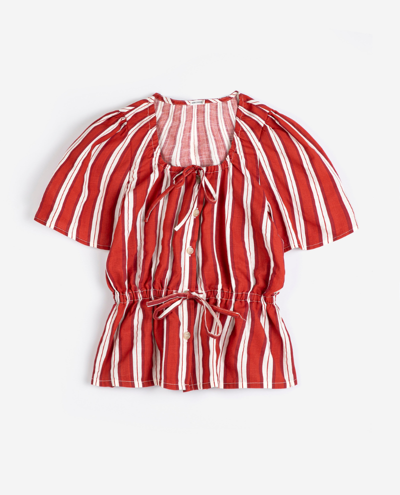 Bobo Choses Red Striped Peplum Top 1