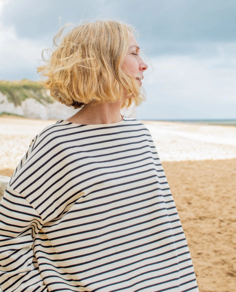Chalk Bryony Black & Cream Stripe Top 2