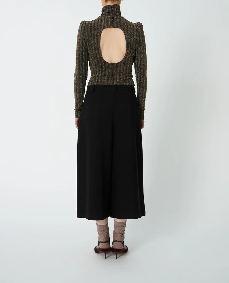 Stella Nova Black Cropped Mid-Waist Wide Trousers
