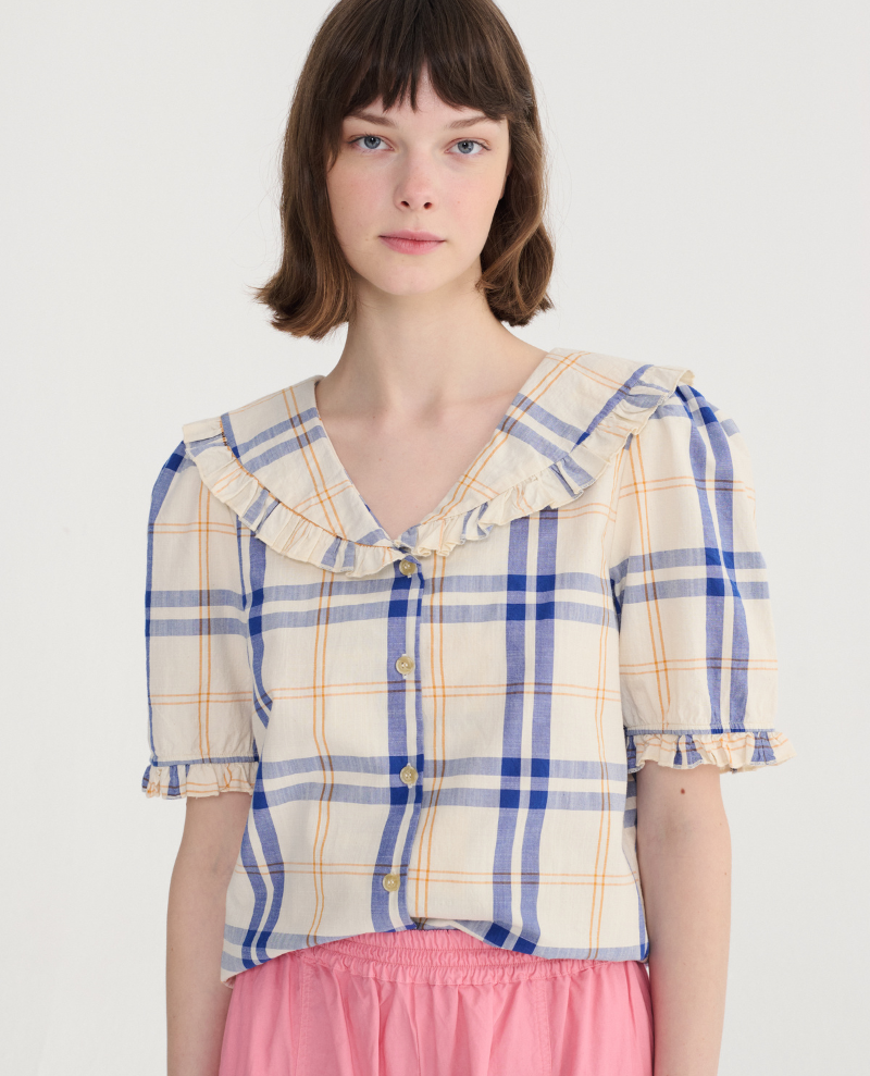 Bobo Choses Fun Tartan Blue Collar Shirt 1