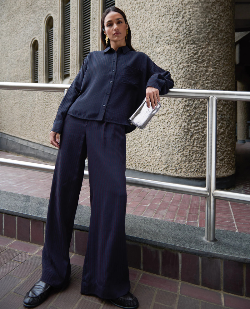 By-Bar Benji Wine Stripe Wide Trousers