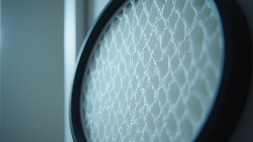 Close-up view of a HEPA filter inside an air purification system