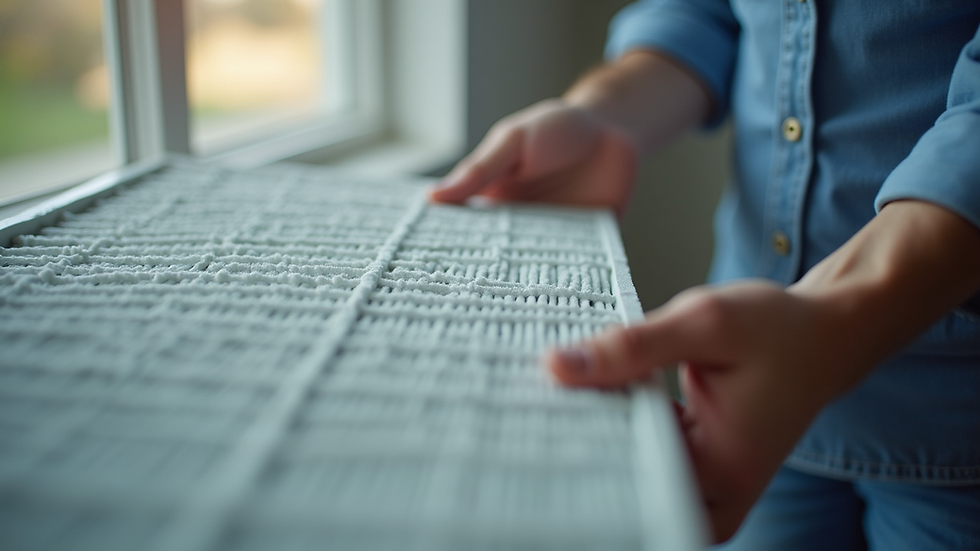 Close-up view of a clean HVAC air filter being replaced