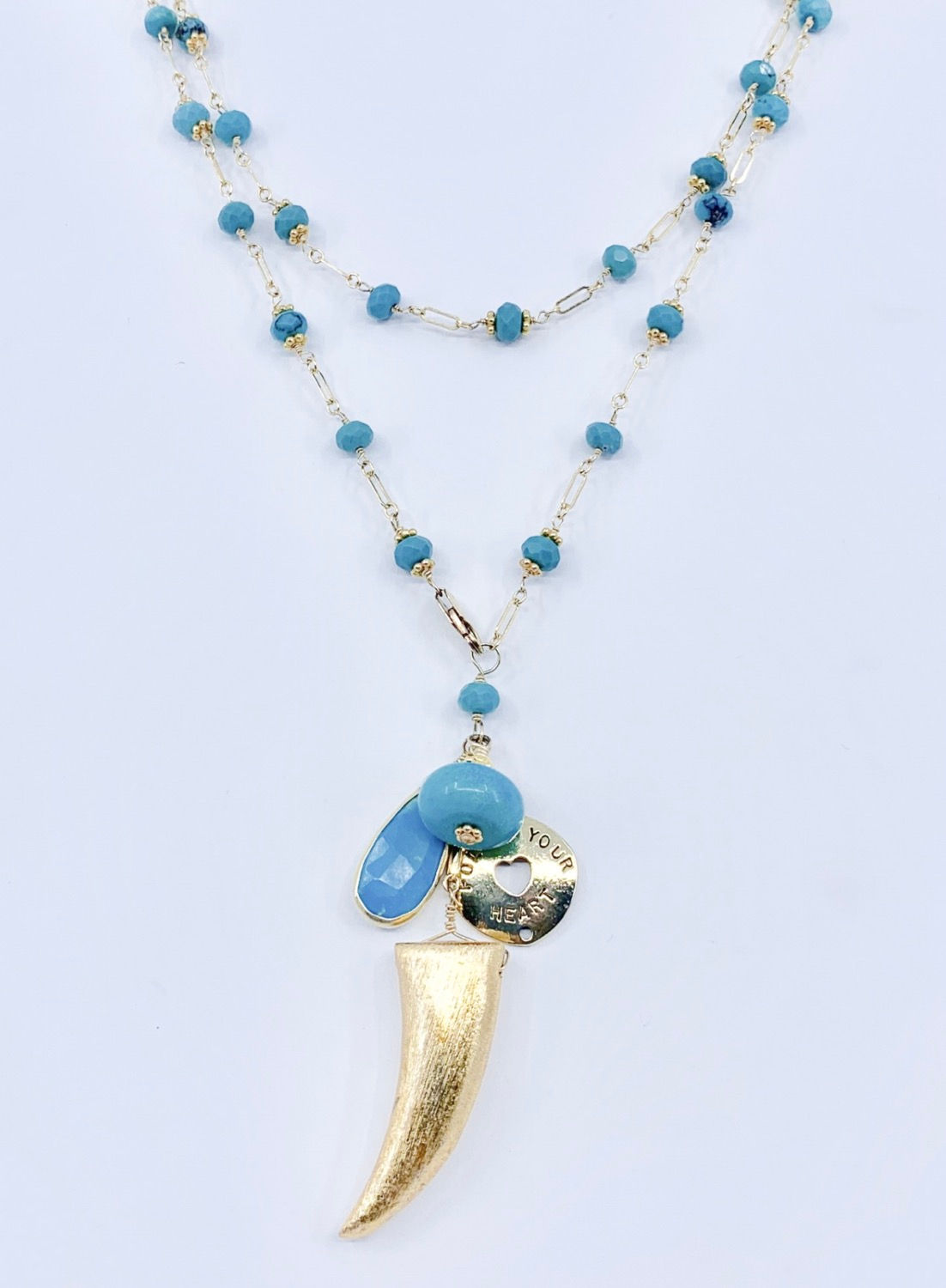 Gold Vermeil Horn and Charms Wrap Necklace