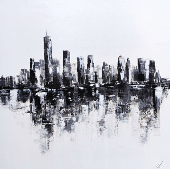 art, toile, contemporain, ville, moderne