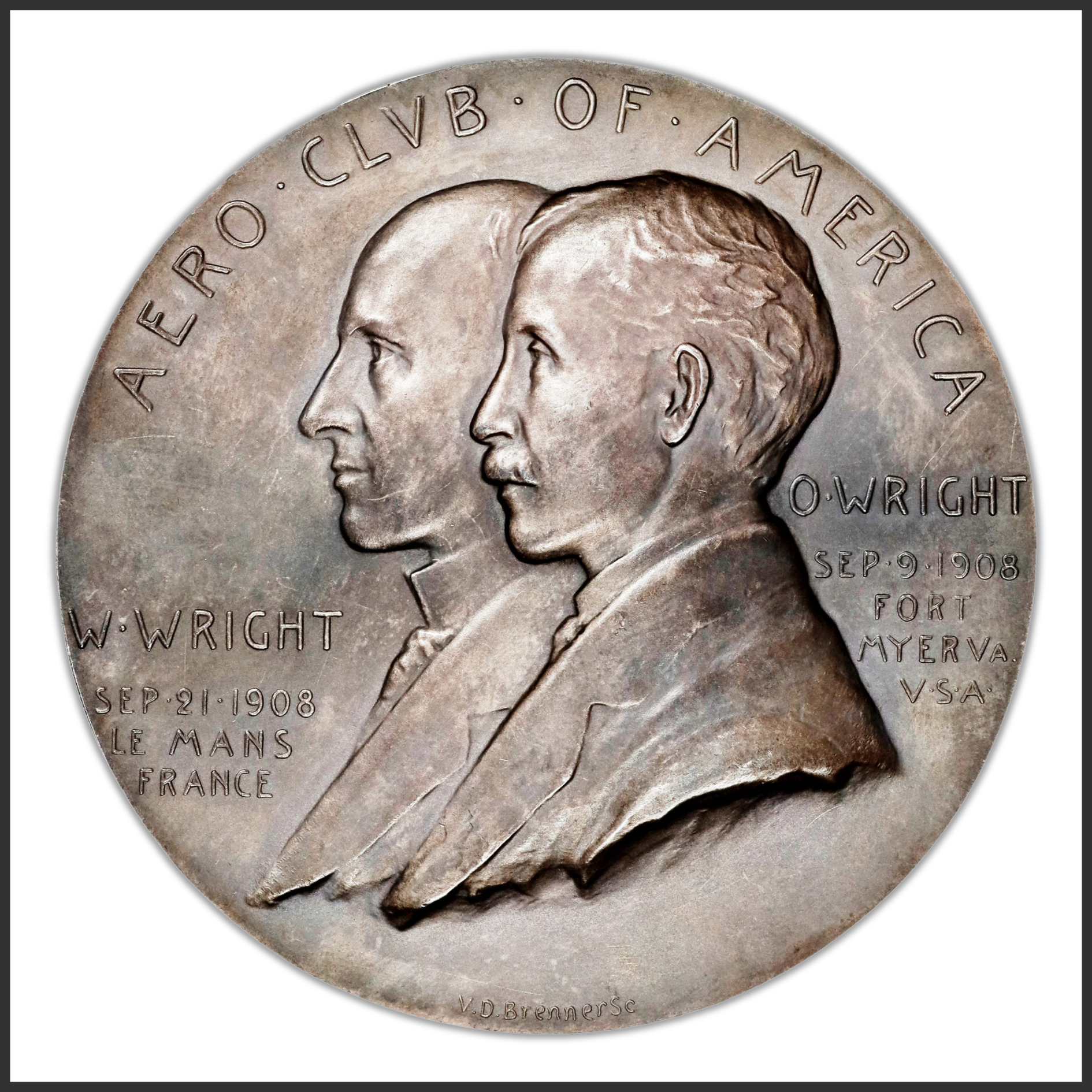 1908 Aero Club of America Wright Brothers Medal by Victor David Brenner