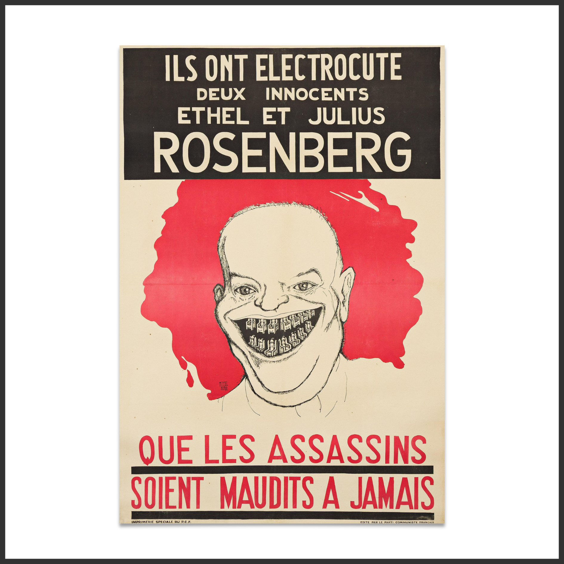Rosenberg Execution Protest Poster Depicting Eisenhower