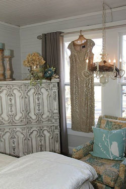 Painted Armoire in Staged Room