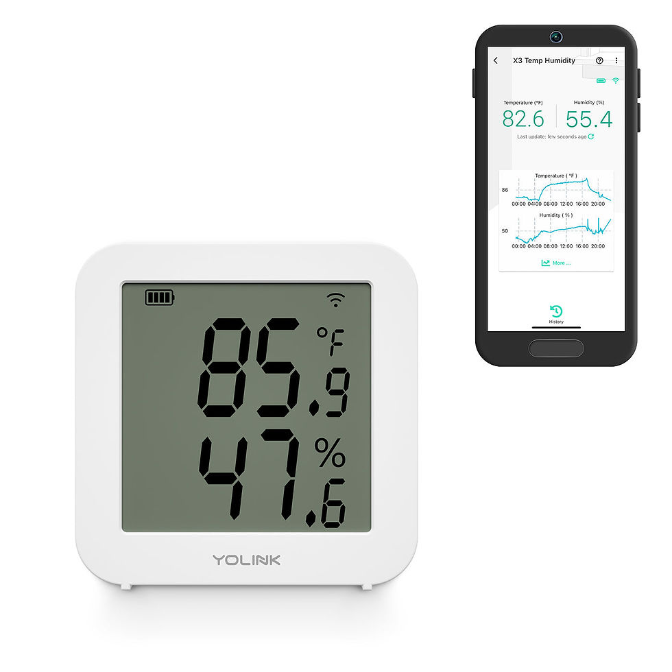 Digital thermometer and hygrometer with app: 85.9°F, 47.6% humidity