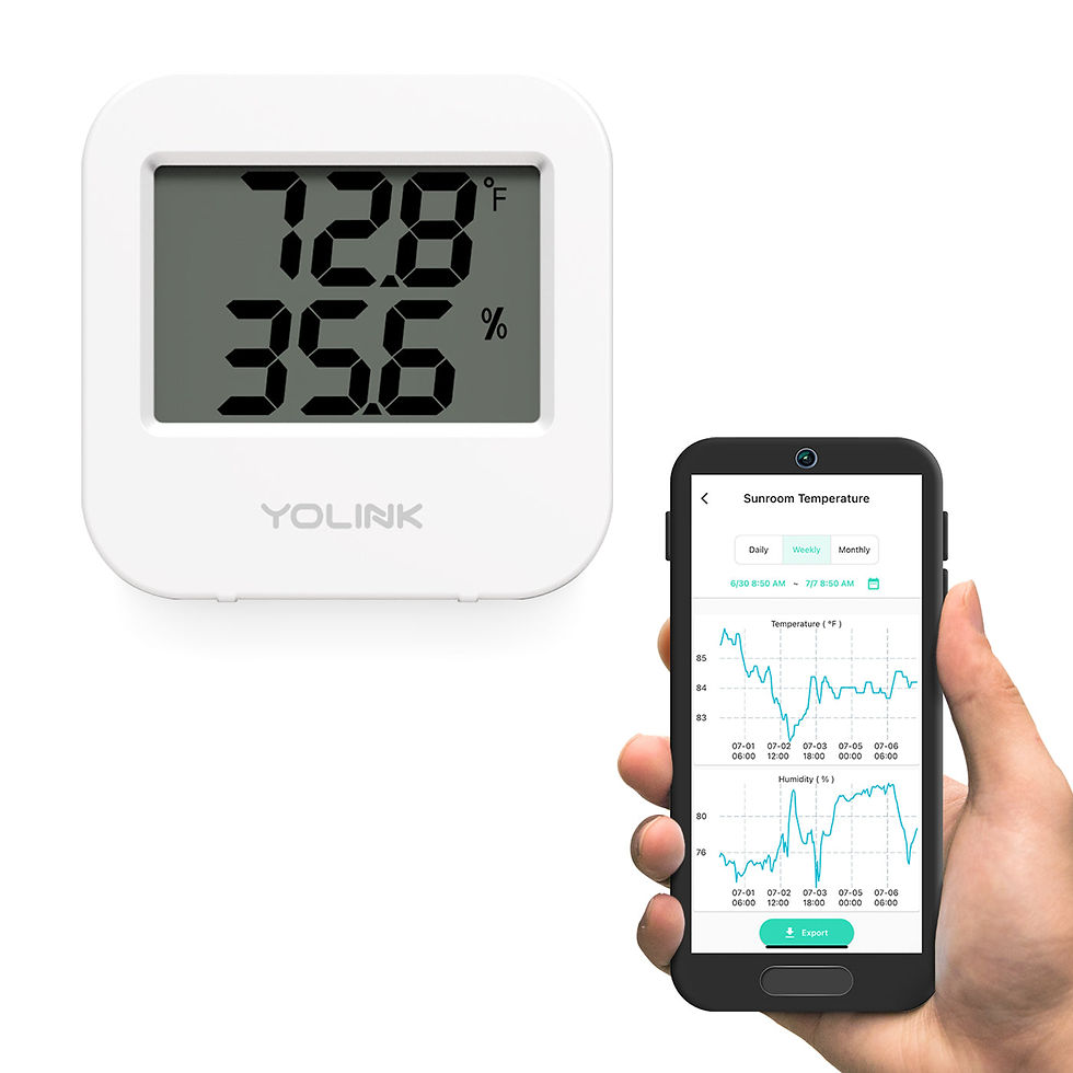 Wireless sensor displays temperature, humidity, and smartphone app data