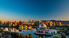 Vancouver skyline sunrise, Science World prominent
