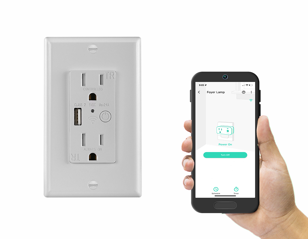 Smart Wi-Fi outlet with USB, controlled via smartphone app