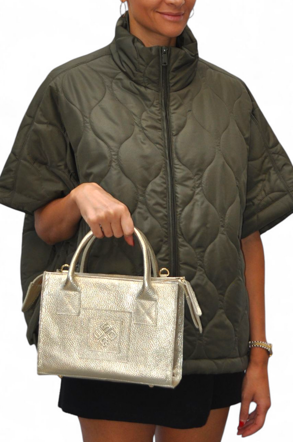 Thumbnail:   IRIS small gold leather bag
