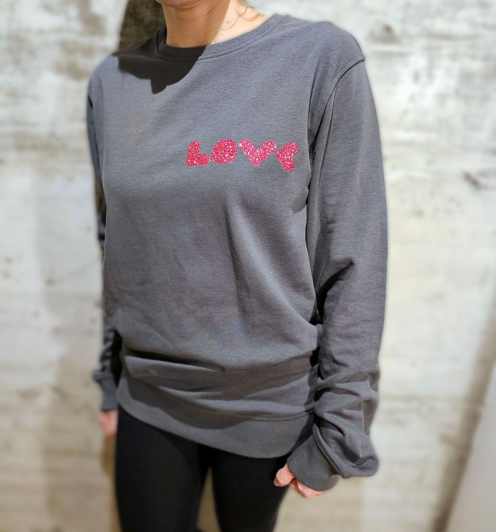 Sweatshirt Algodão Orgânico Gola Redonda Asfalto - Love