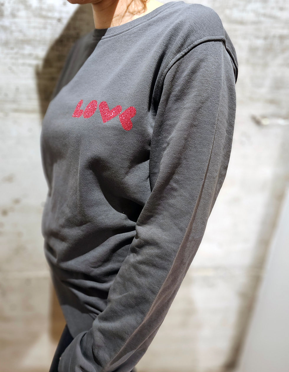 Miniatura: Sweatshirt Algodão Orgânico Gola Redonda Asfalto - Love