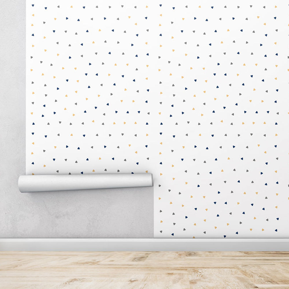 Padrão Geométrico - Triângulos Azul e Ouro