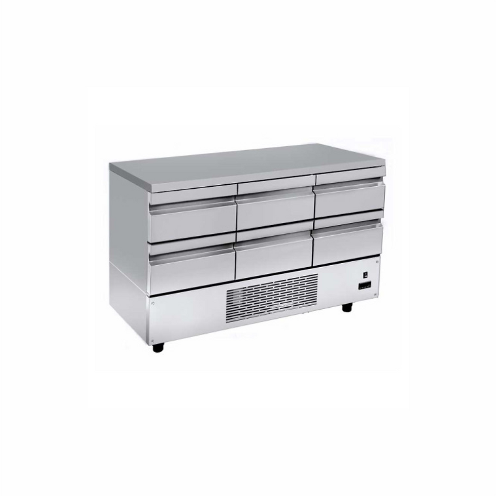 NK PA GN 134KS, Masa frigorifica din inox, cu 6 sertare GN1/1, 1340x700x880 mm