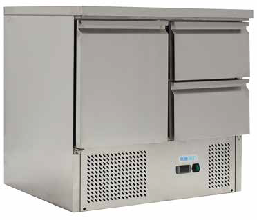 Masa frigorifica 1 usa+2 sertare, +2…+8°C, inox, 900x700x850 mm