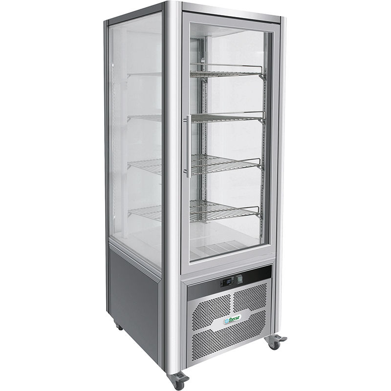 Vitrina frigorifica verticala cofetarie 408 litri, +2…+8°C, Inox, Clasa B, 706x740x1800 mm